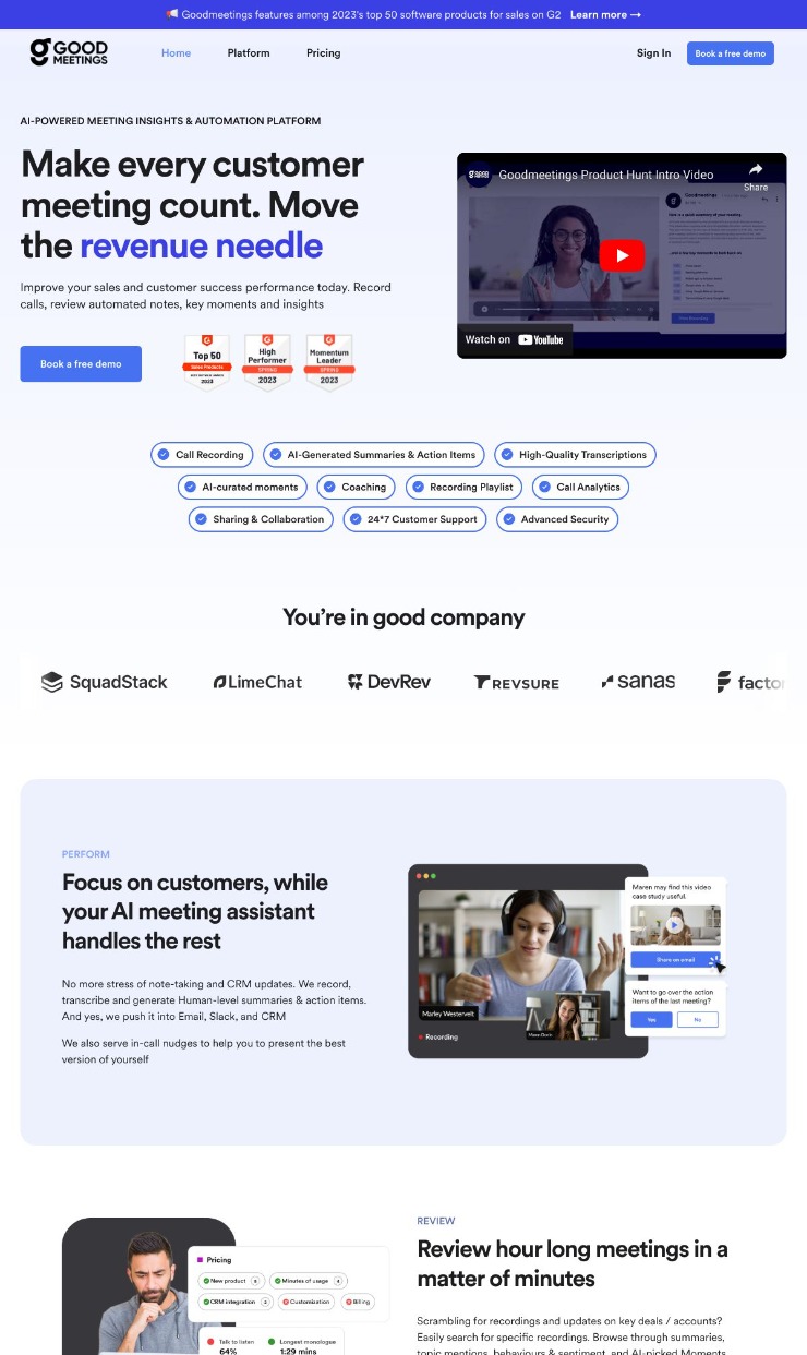Goodmeetings — website design on Landdding