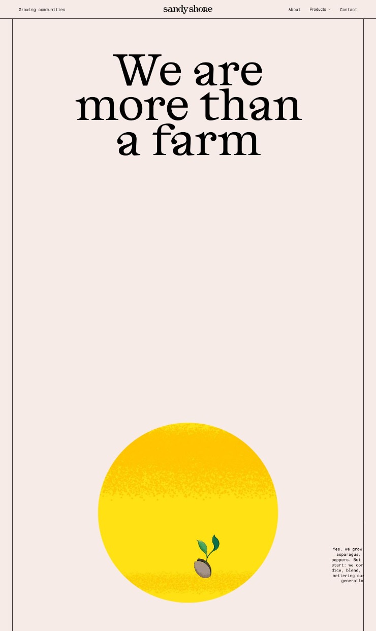 Sandy Shore Farms | Something bigger brings us together — website design on Landdding