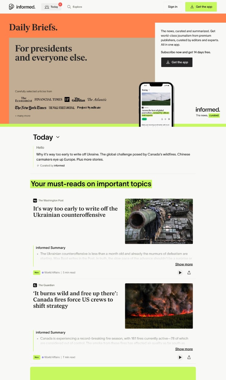 Today's topics · informed — website design on Landdding