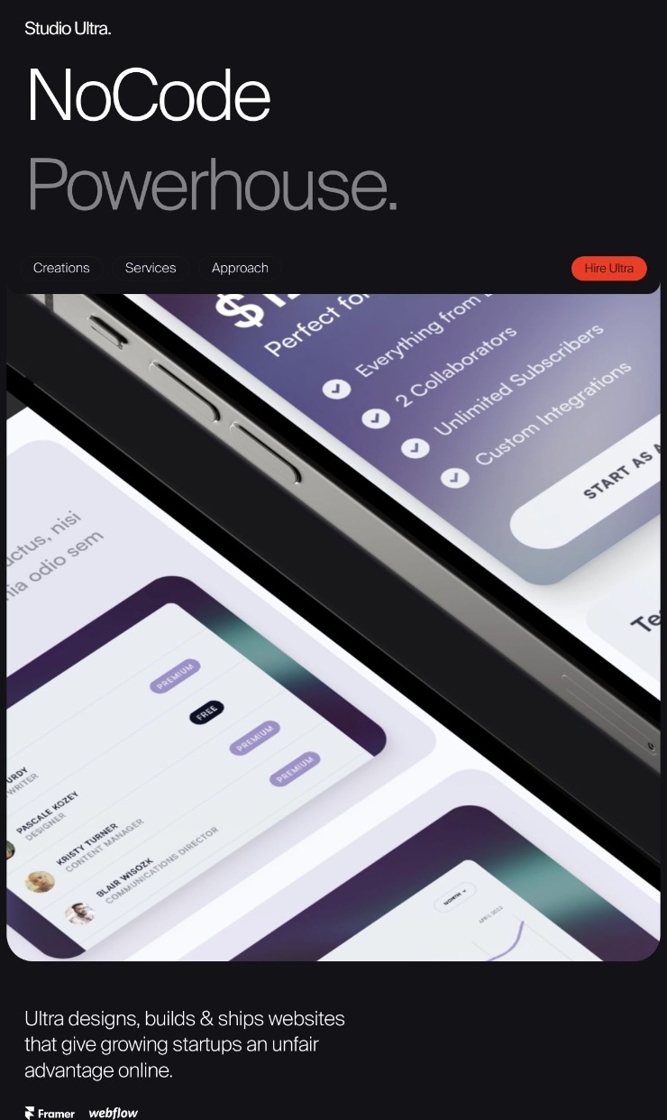 Studio Ultra — website design on Landdding
