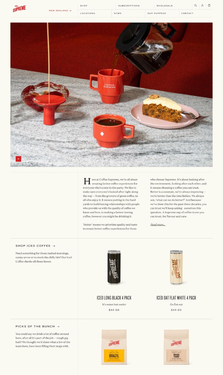 Coffee Supreme Online Store (Global) — website design on Landdding