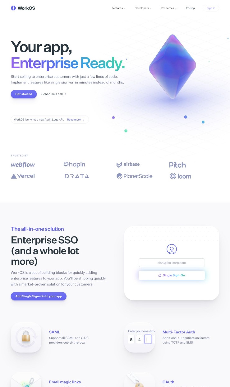 Workos — website design on Landdding