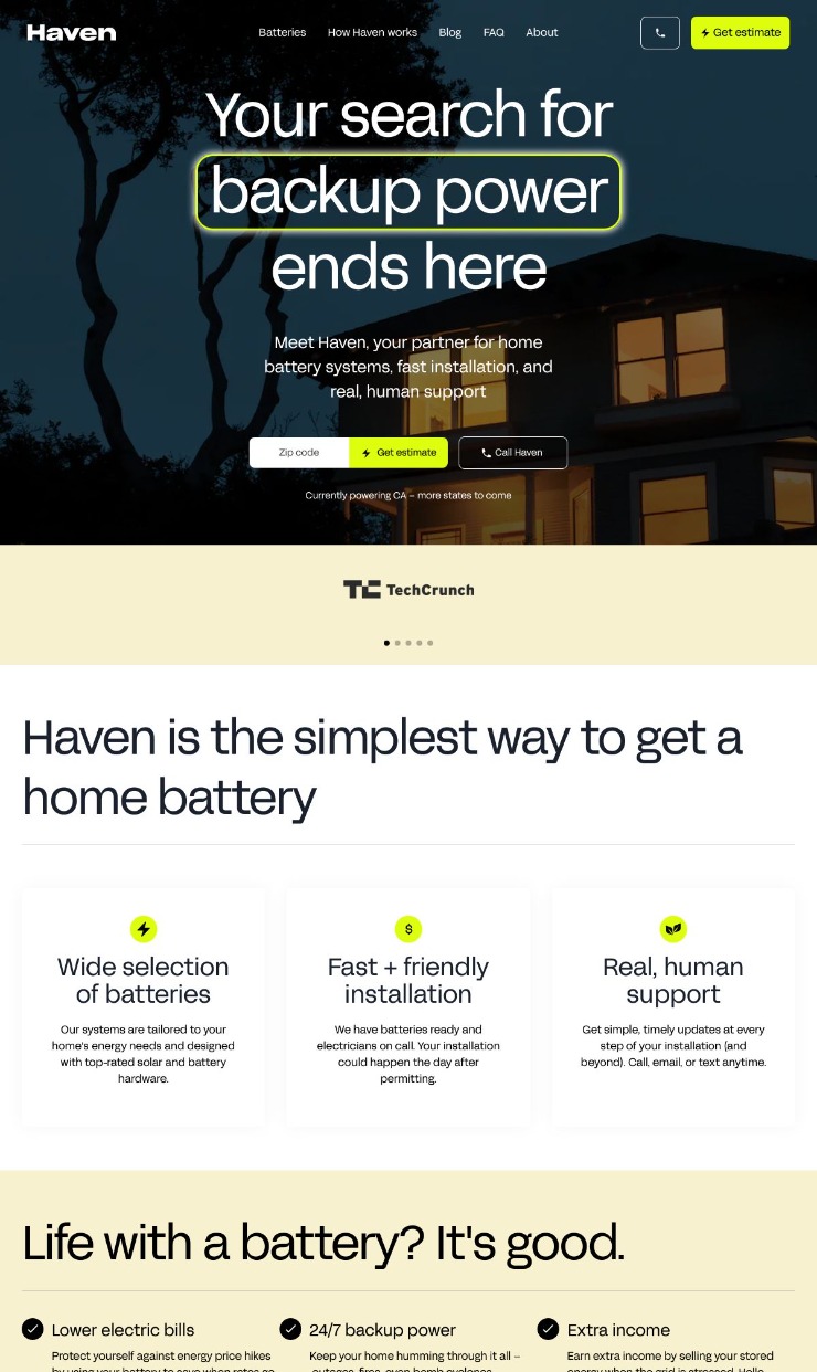 Haven Energy  — website design on Landdding