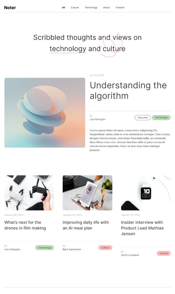 Noter - Blog Website Template — website design on Landdding
