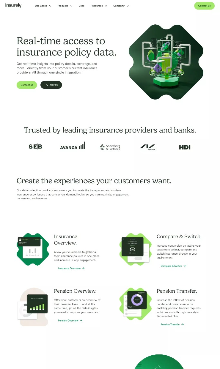 Insurely — website design on Landdding