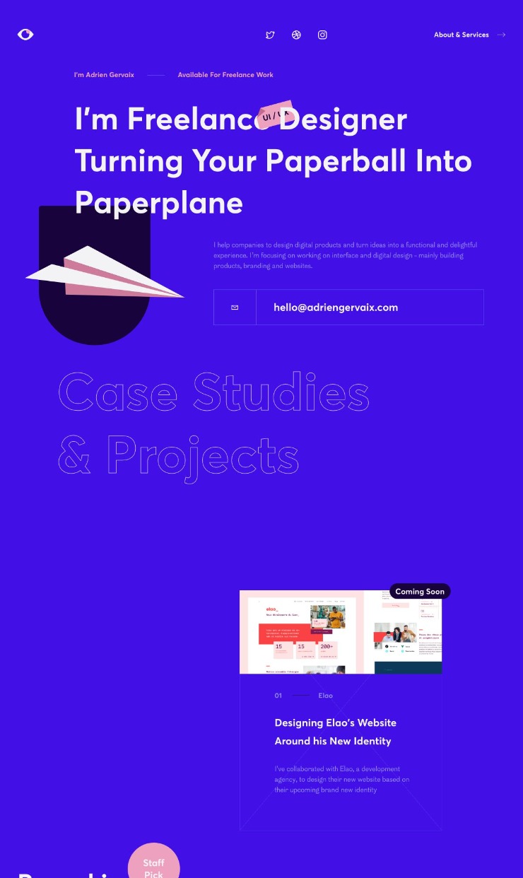 Adrien Gervaix — website design on Landdding