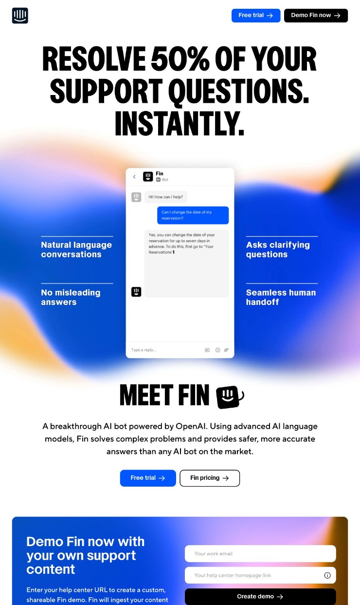 Intercom — website design on Landdding