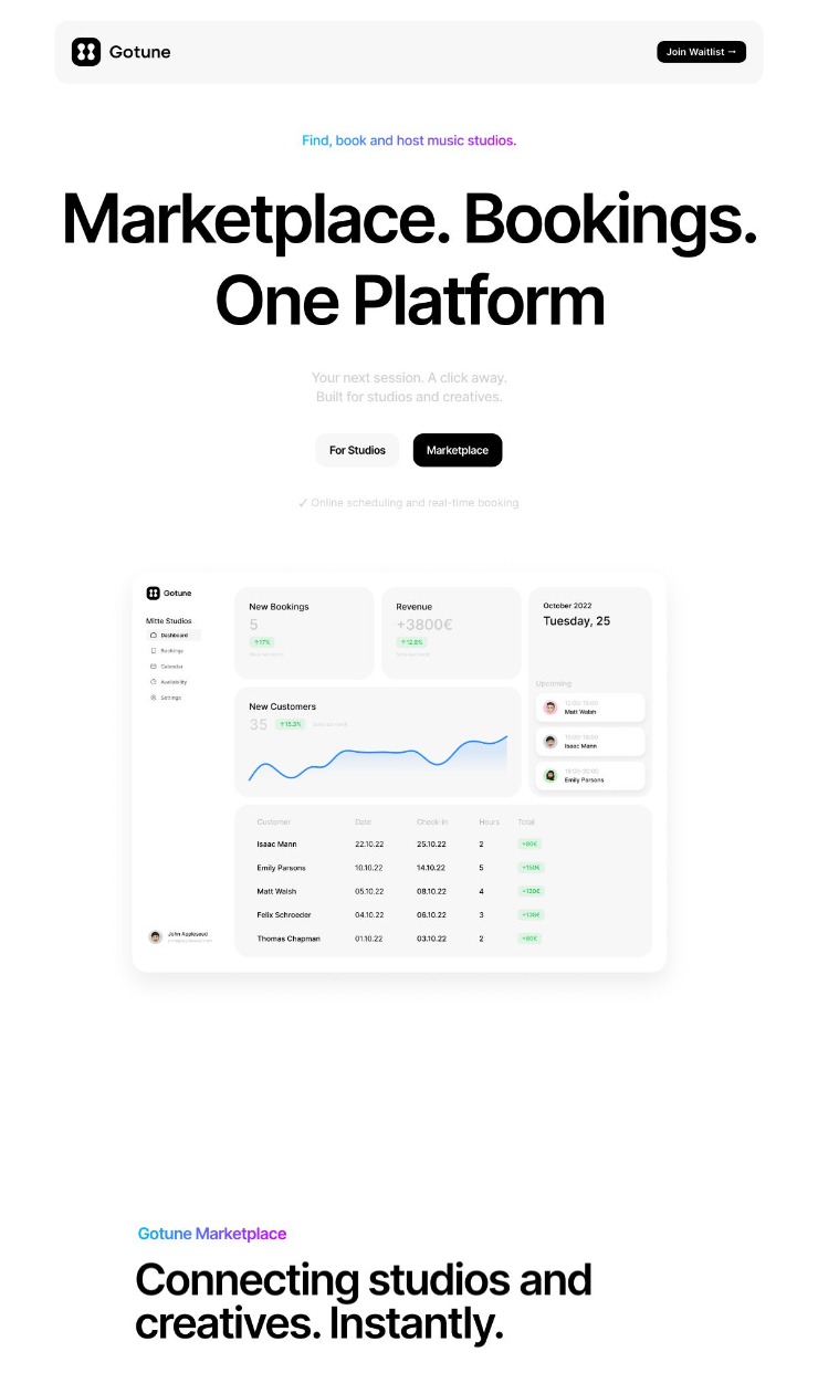 Gotune — website design on Landdding