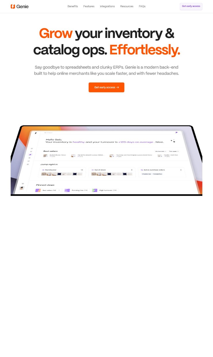 Genie — website design on Landdding