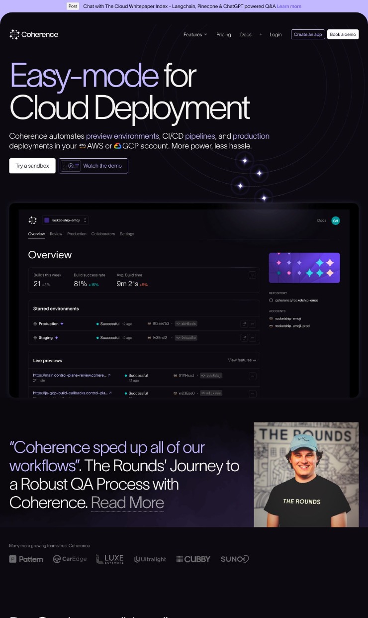 Coherence — website design on Landdding