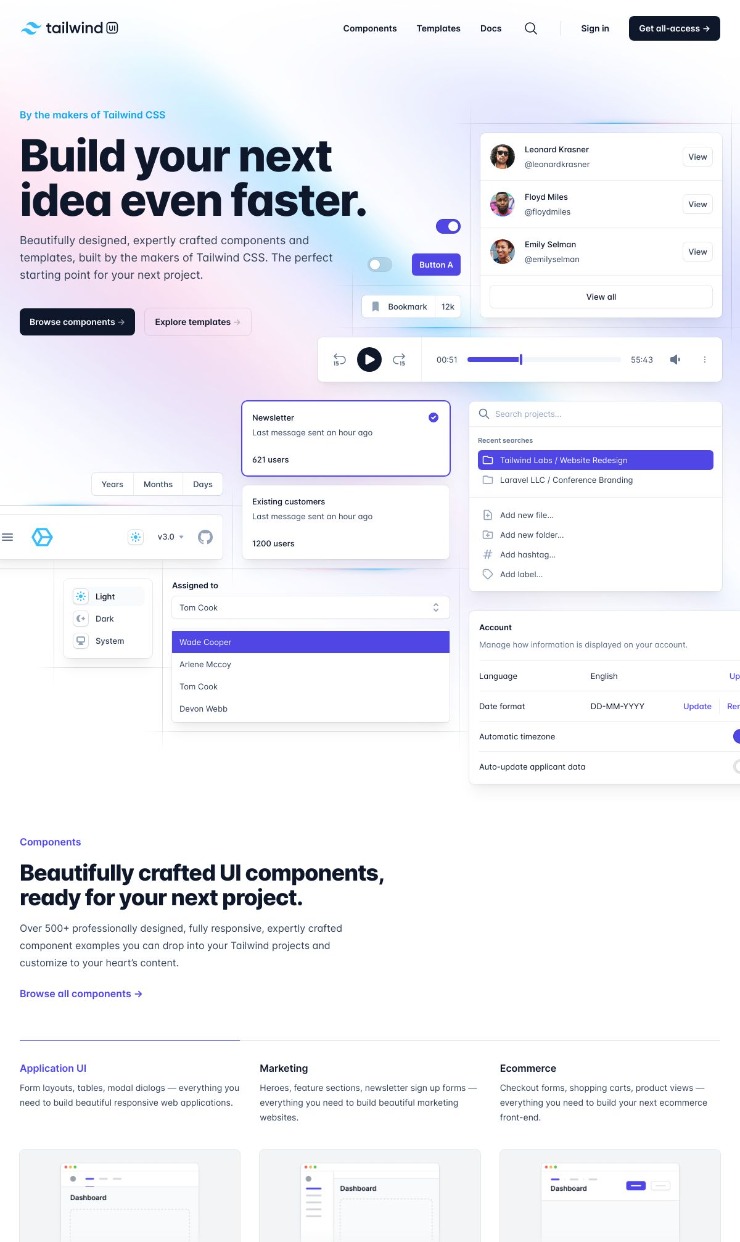Tailwind UI — website design on Landdding