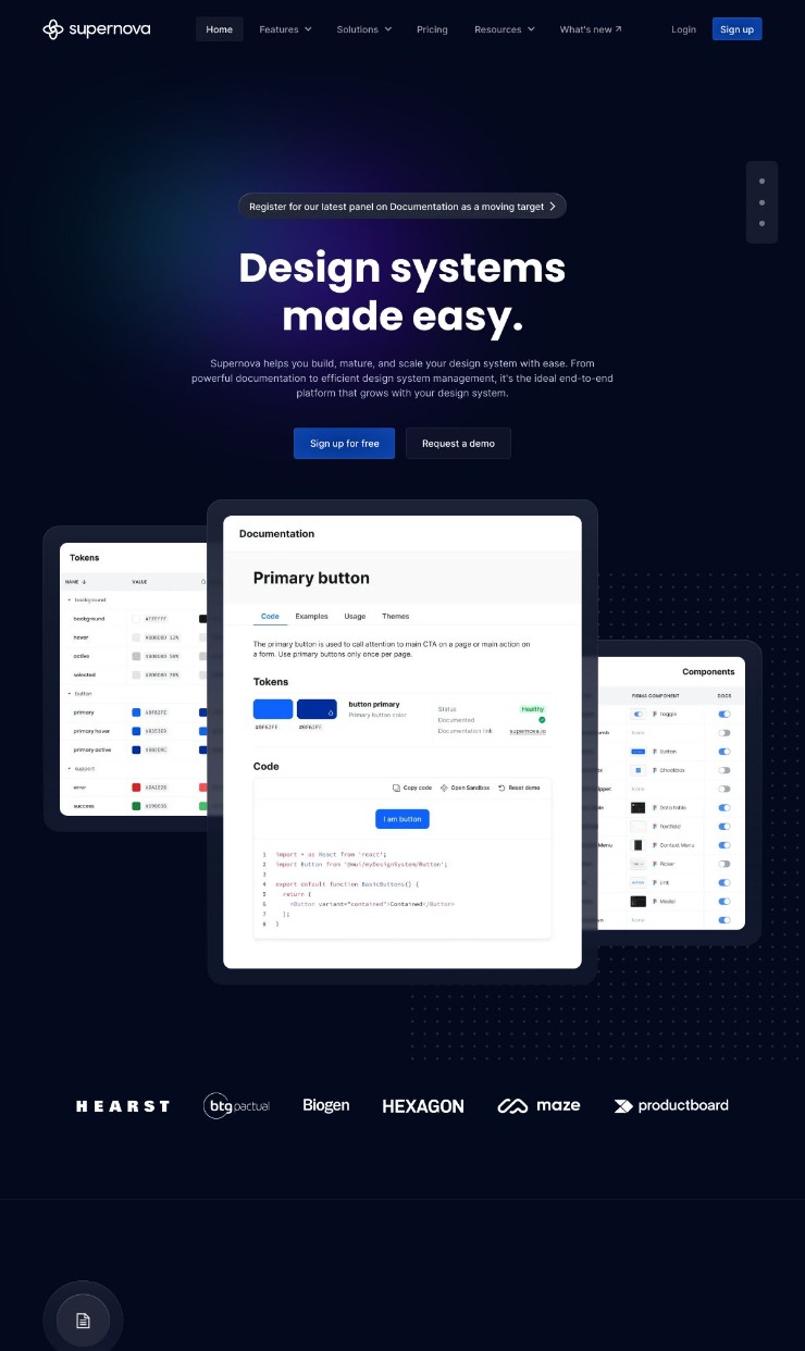 Supernova — website design on Landdding