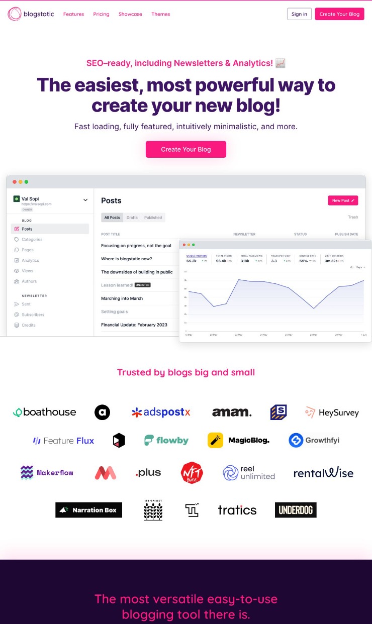Blogstatic — website design on Landdding
