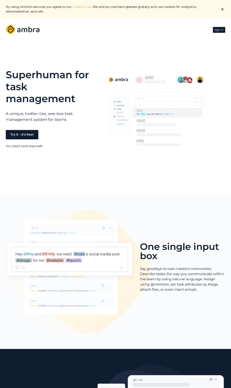 Ambra App — website design on Landdding