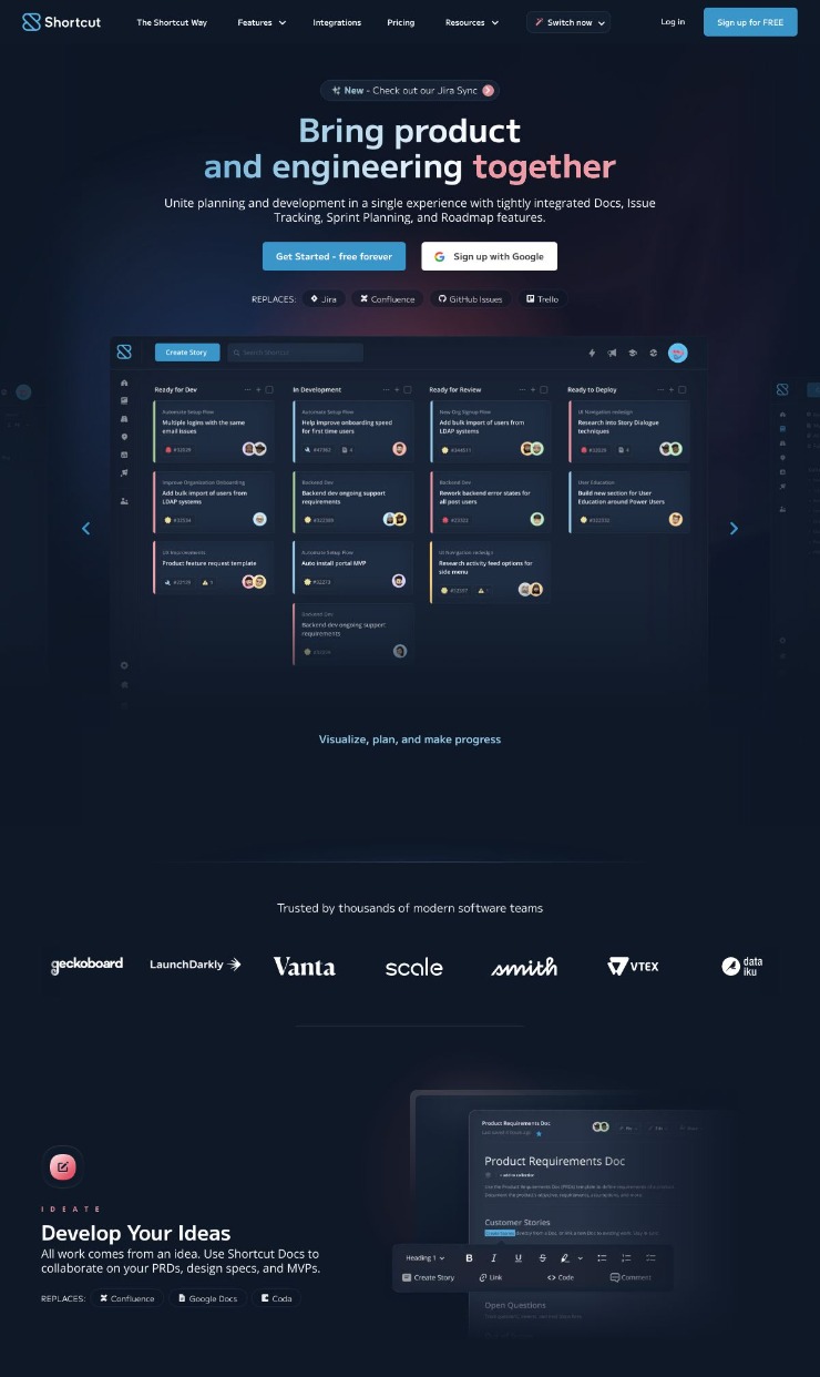 Shortcut — website design on Landdding