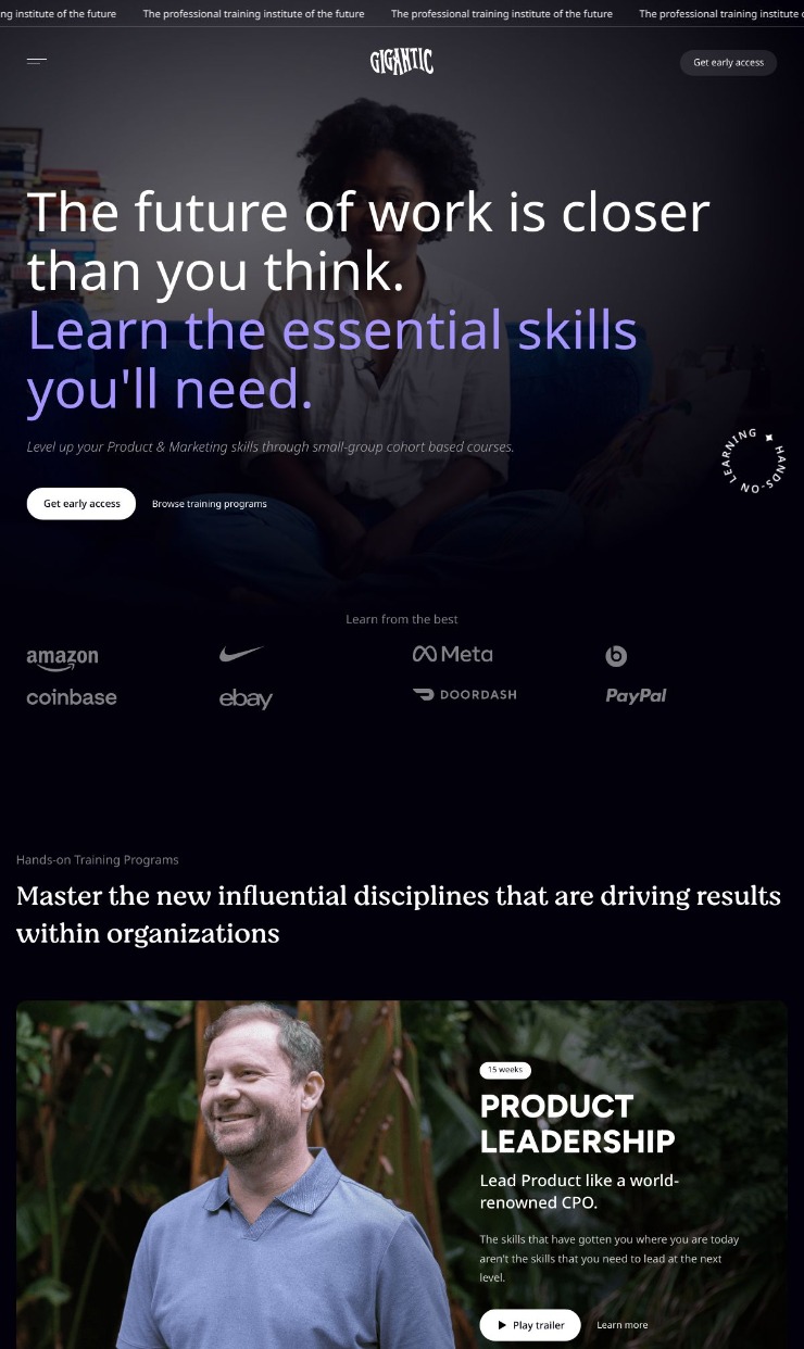 Gigantic — website design on Landdding