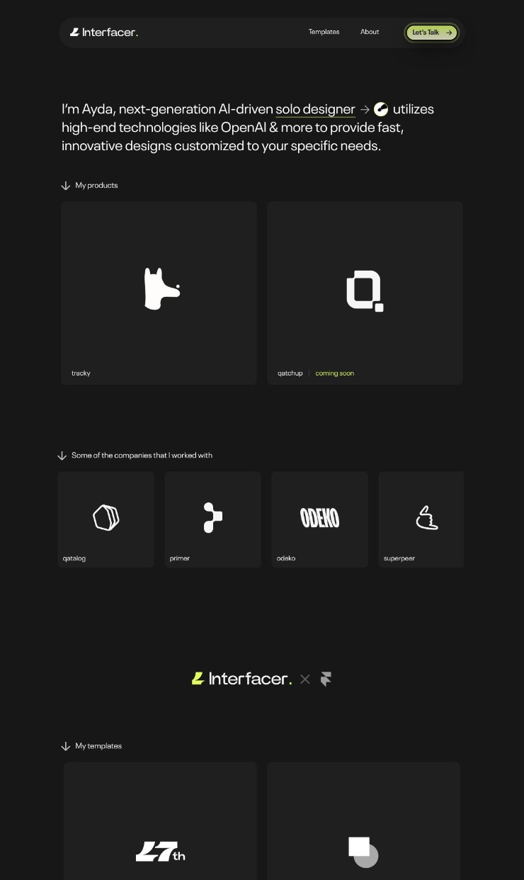 Interfacer — website design on Landdding