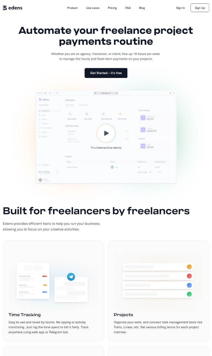 Edens — website design on Landdding