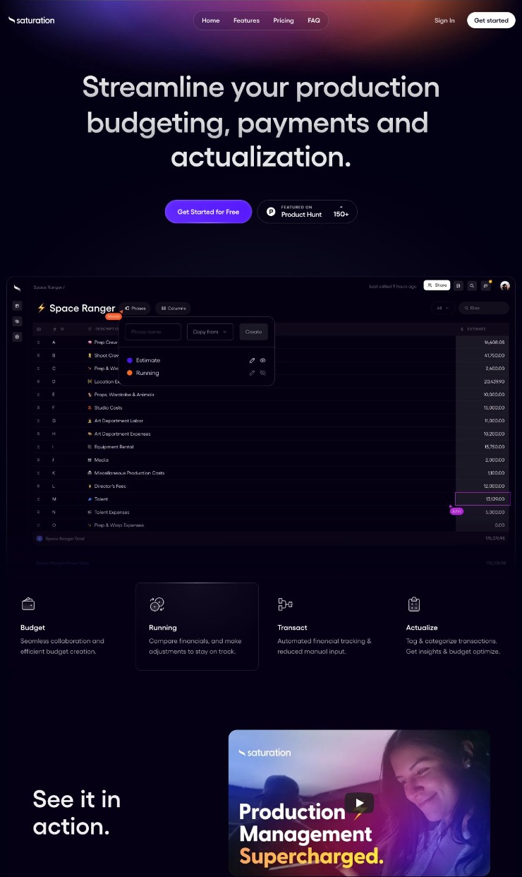 Saturation — website design on Landdding