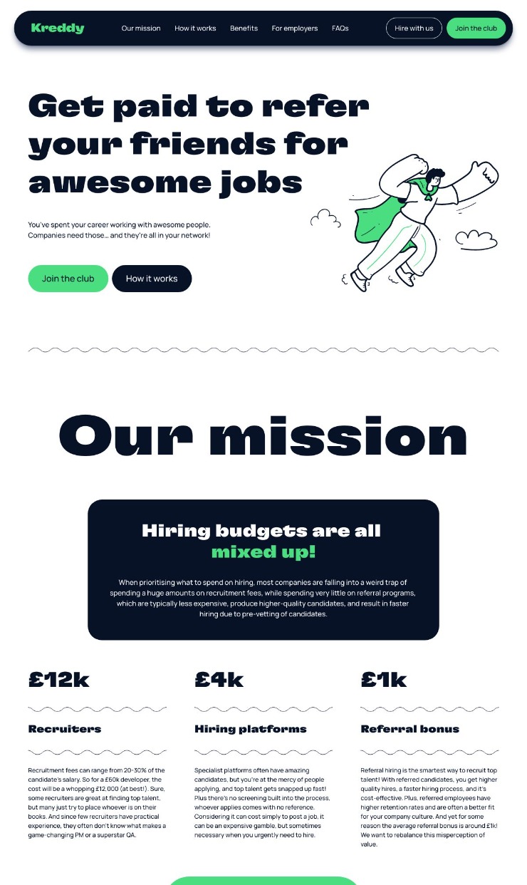 Kreddy — website design on Landdding