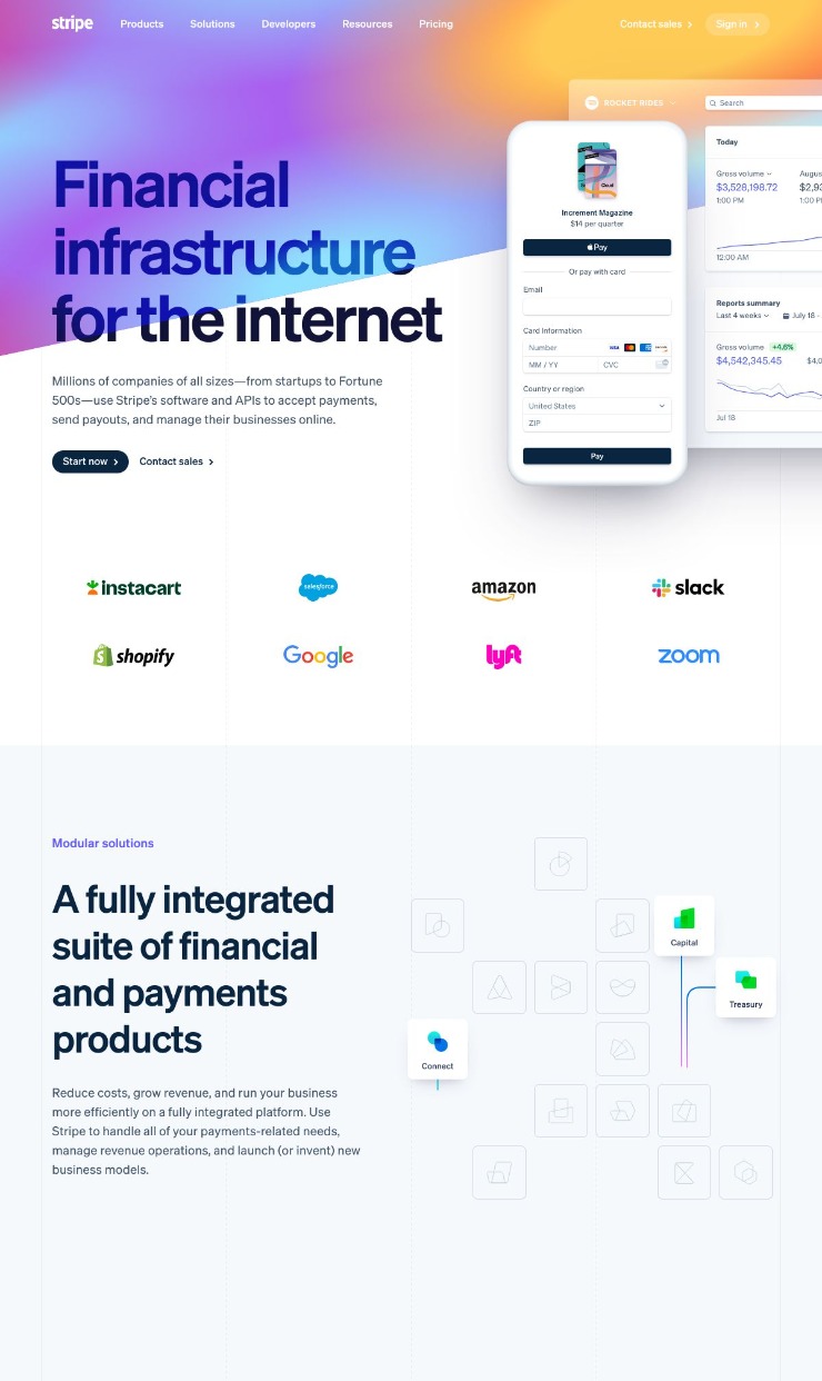 Stripe Payments — website design on Landdding