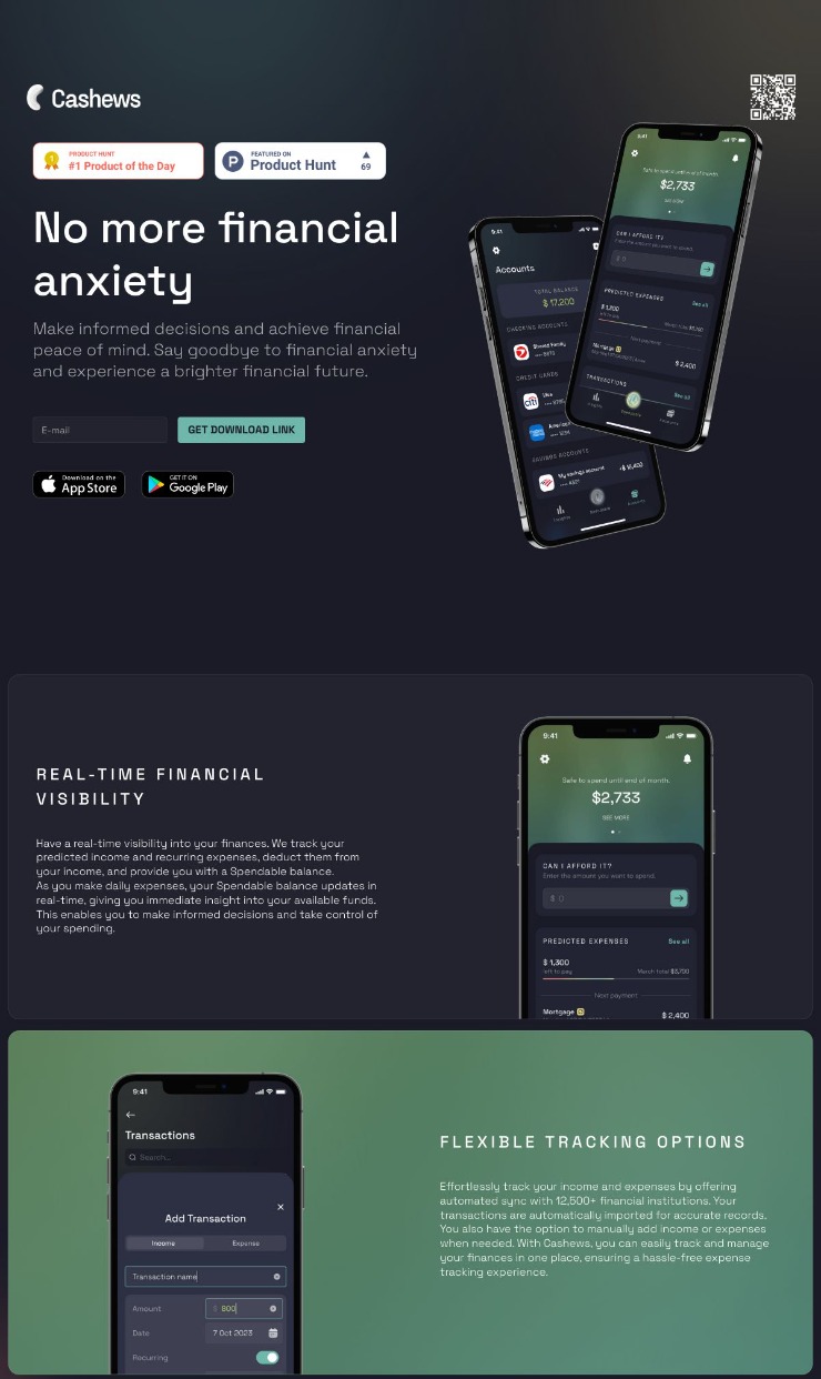 Cashews — website design on Landdding