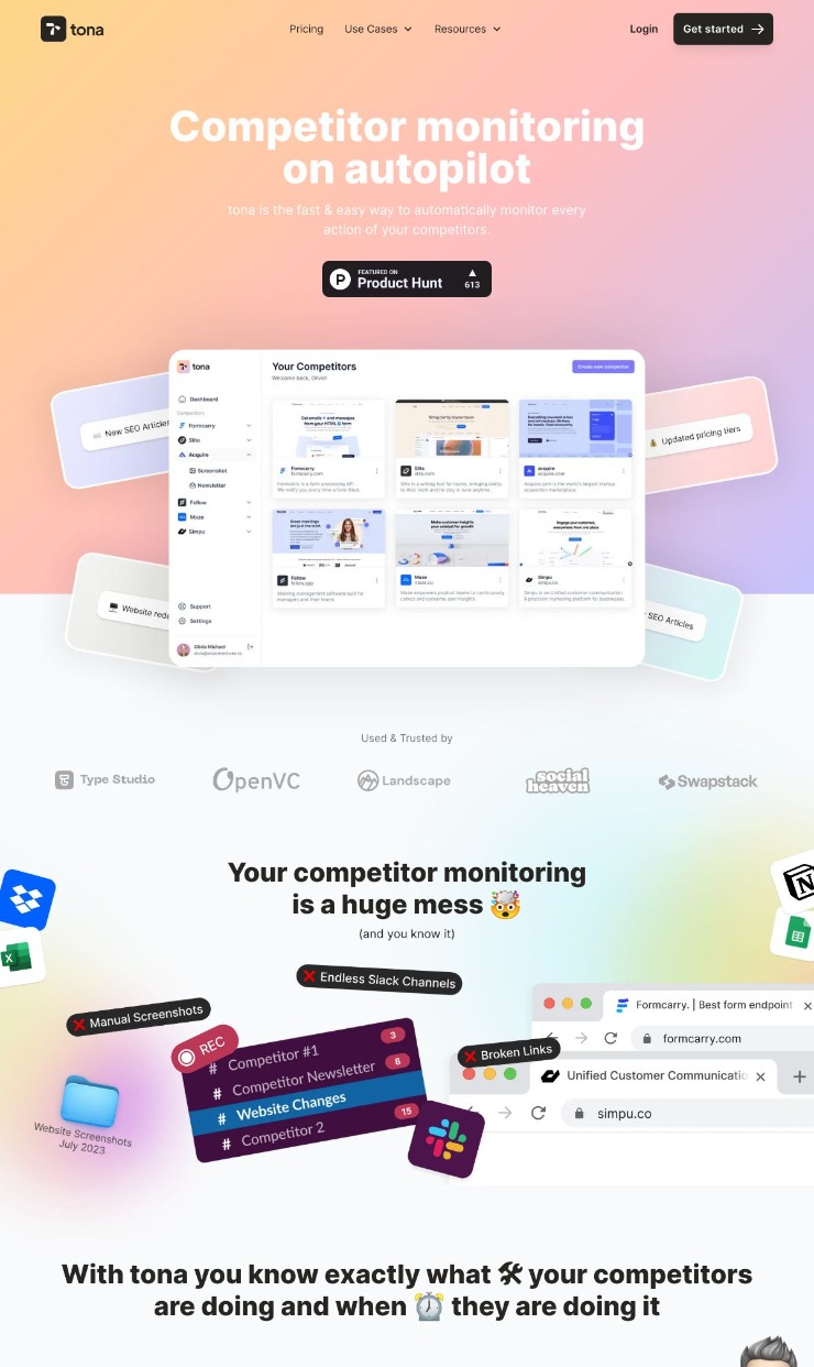 Tona — website design on Landdding