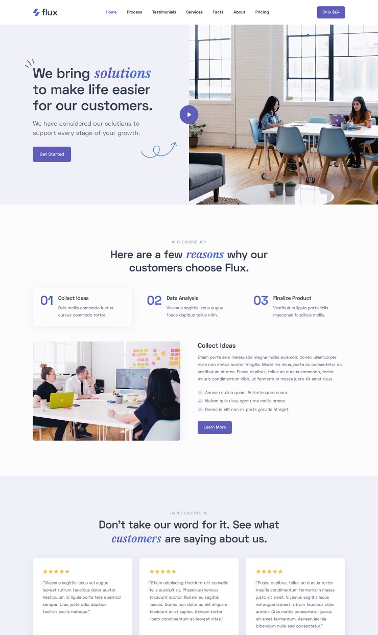 Flux - Business Template — website design on Landdding