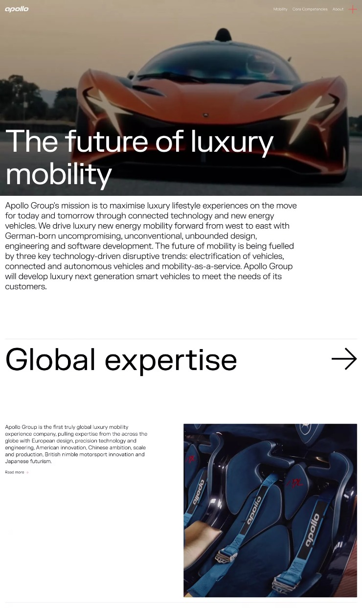 Apollo — website design on Landdding