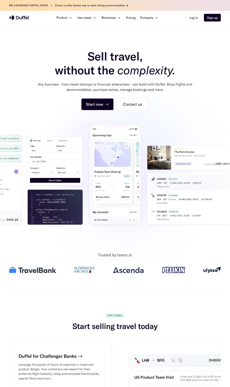 Duffel — website design on Landdding