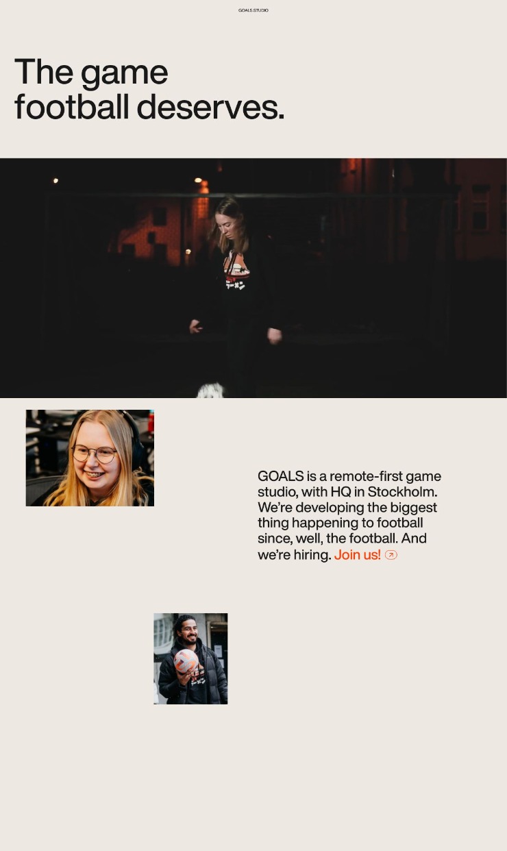 Goals Studio — website design on Landdding