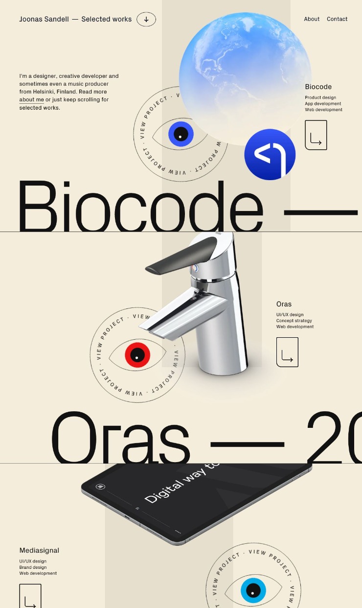 Joonas Sandell — website design on Landdding