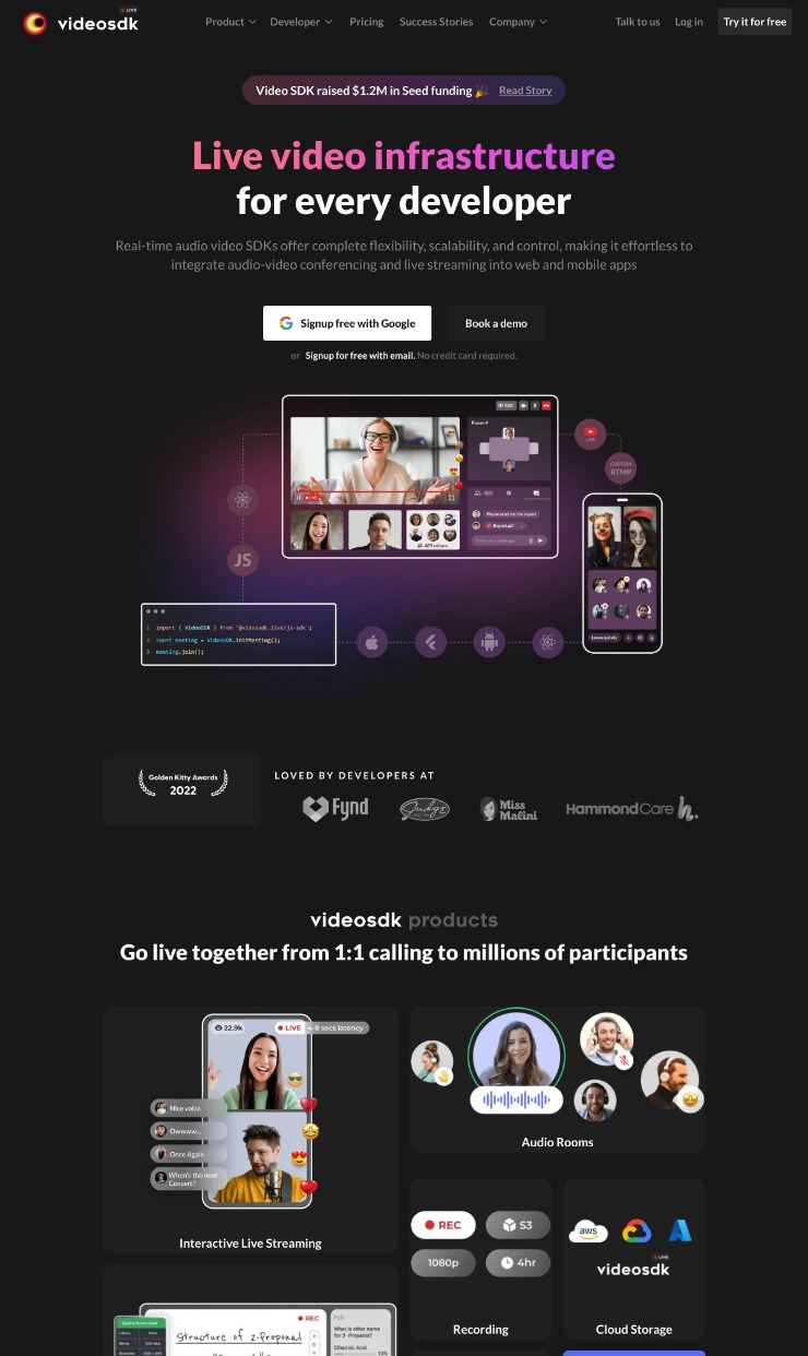 Video Sdk — website design on Landdding