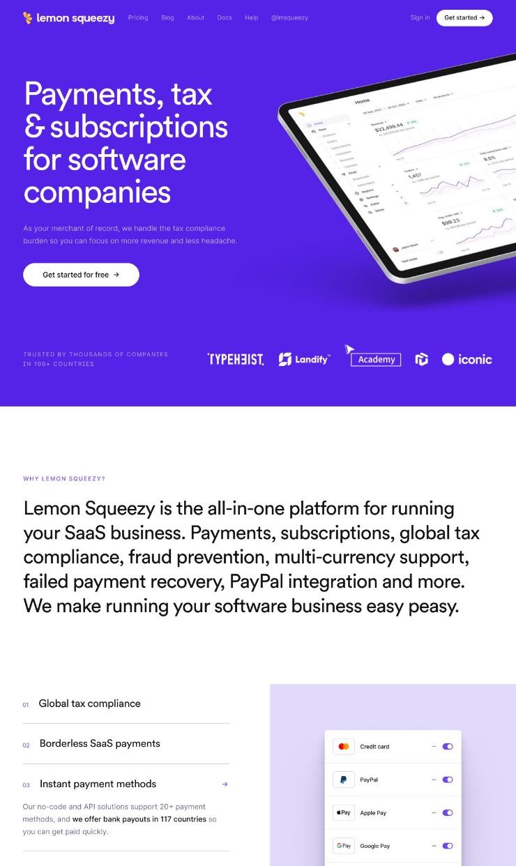 Lemon Squeezy — website design on Landdding