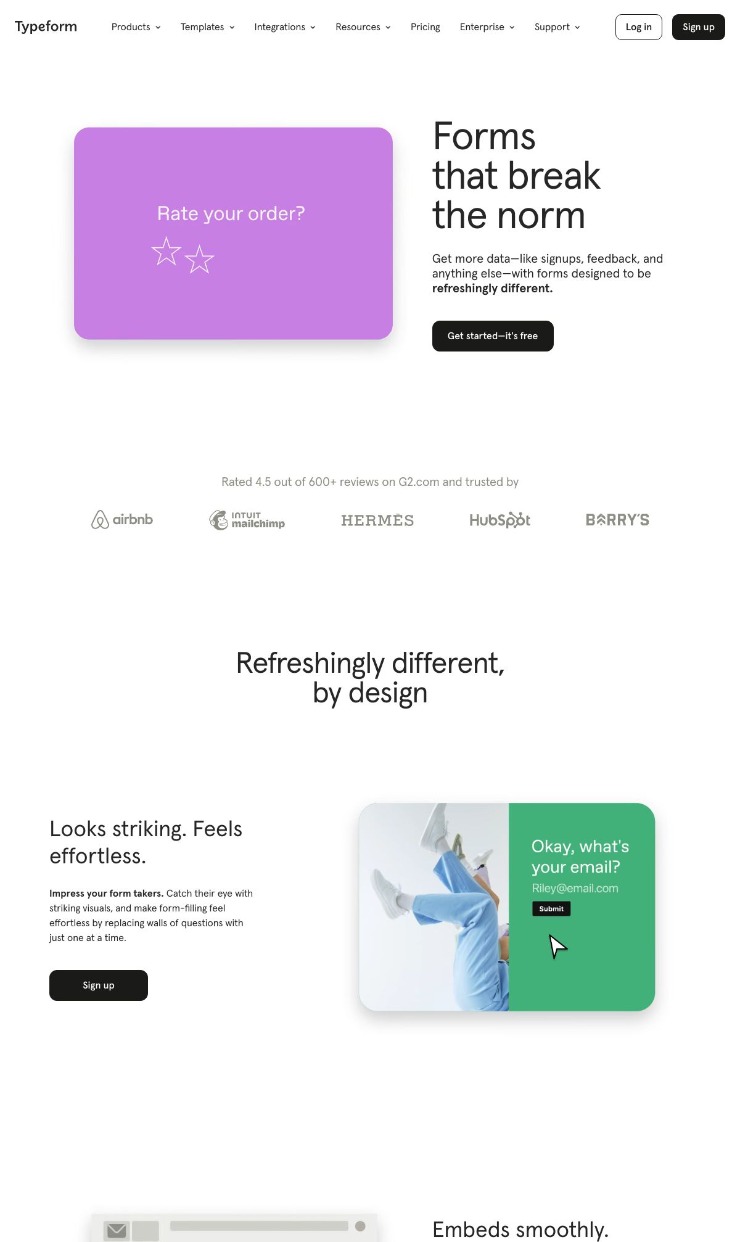 Typeform — website design on Landdding