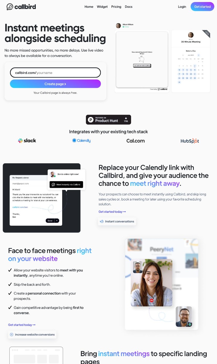 Callbird — website design on Landdding