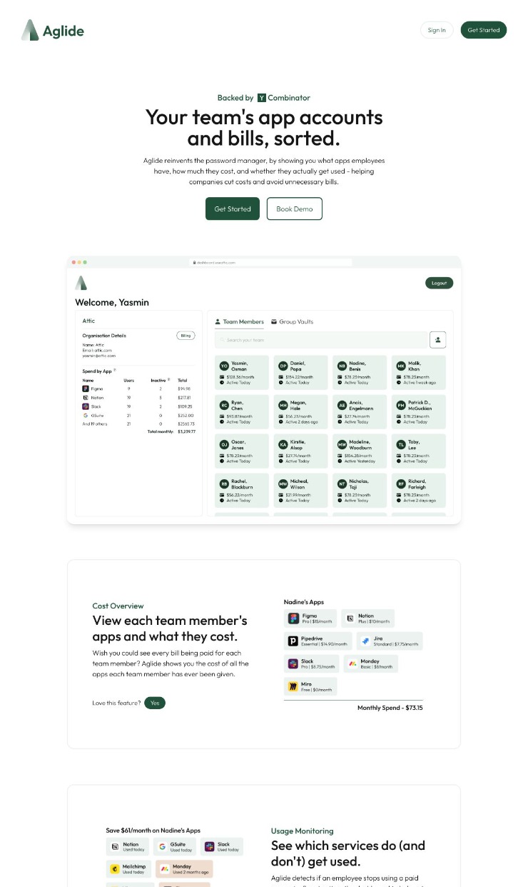 Aglide — website design on Landdding