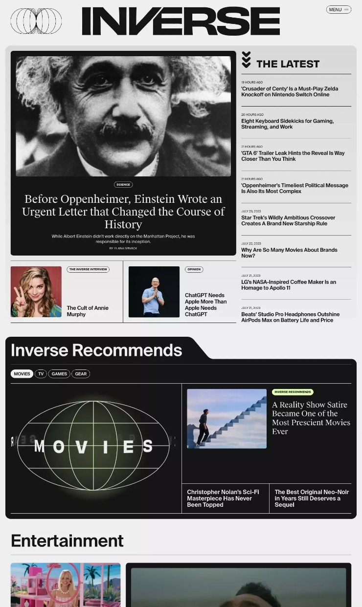 Inverse — website design on Landdding