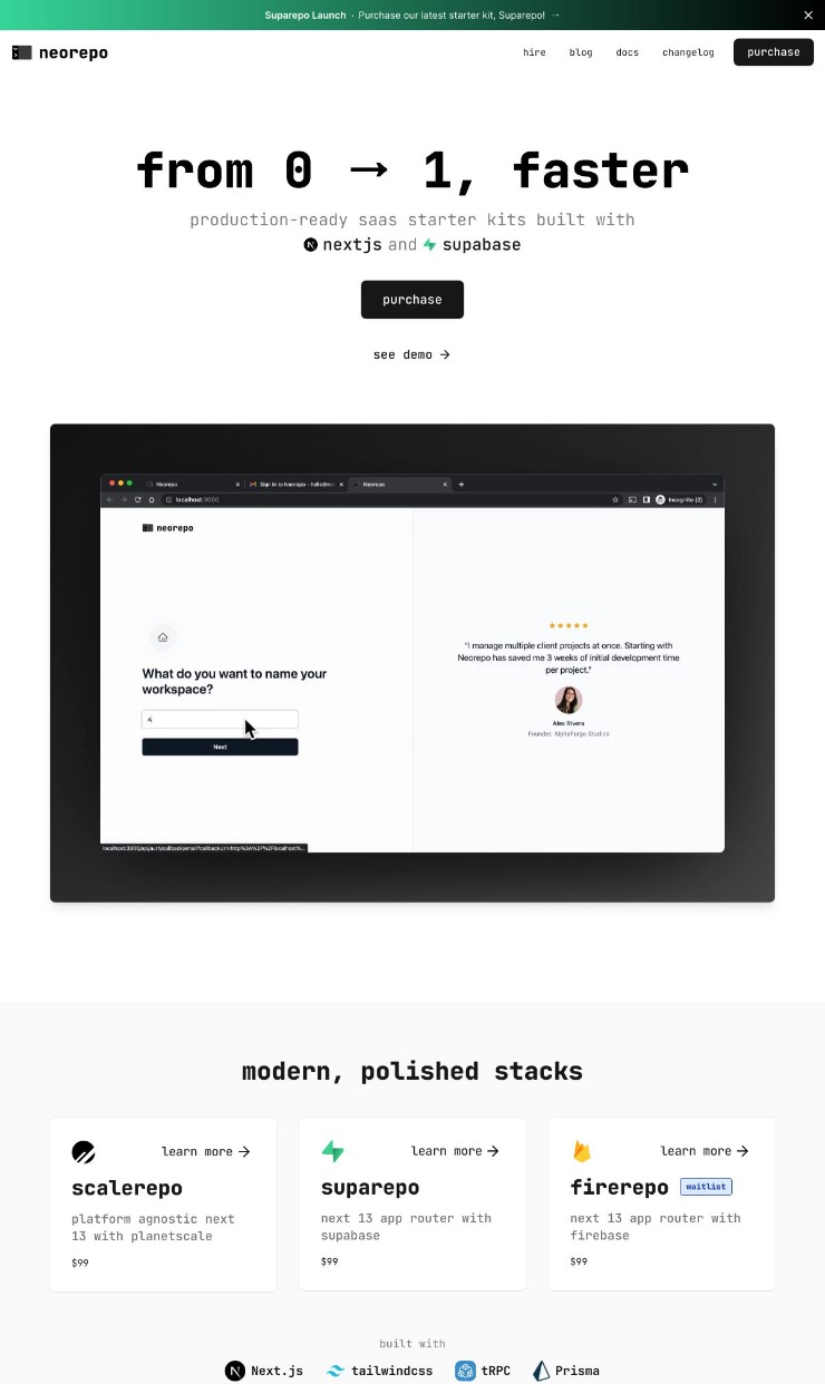 Neorepo — website design on Landdding