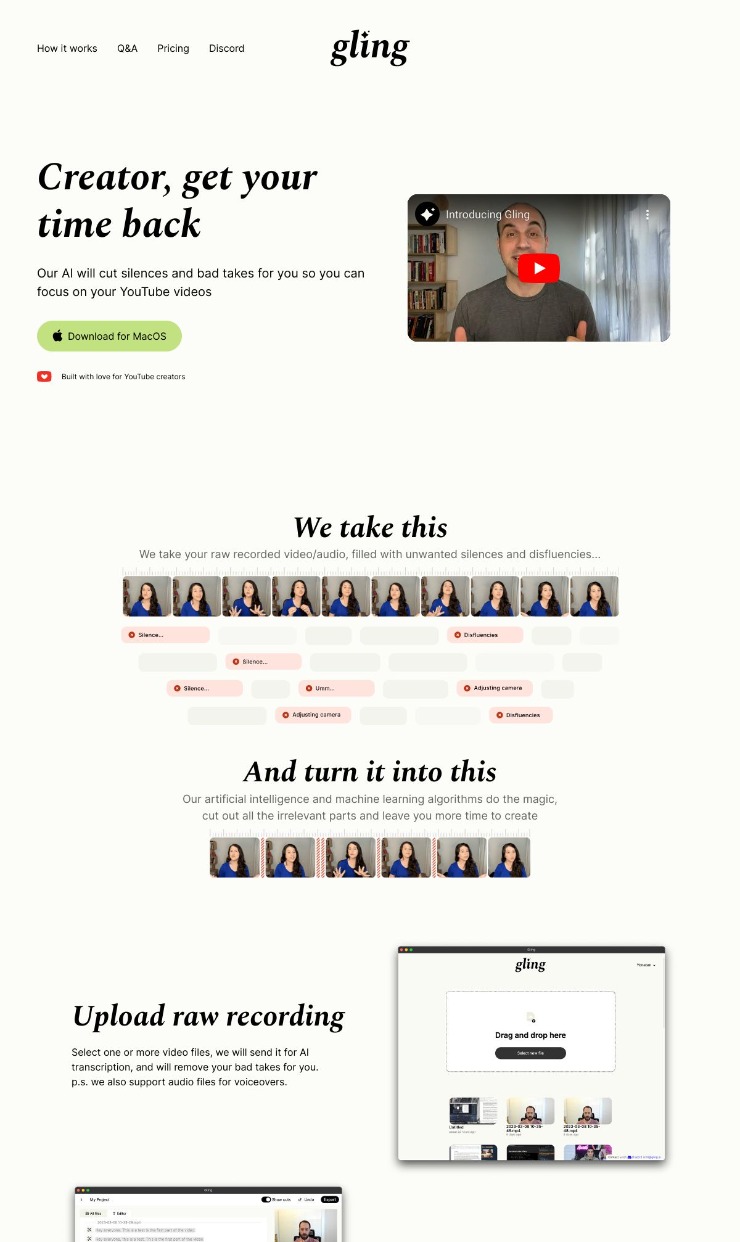 Gling — website design on Landdding