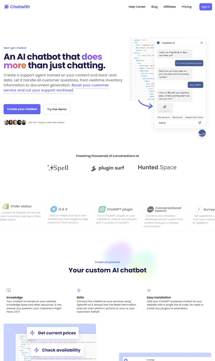 Chatwith — website design on Landdding