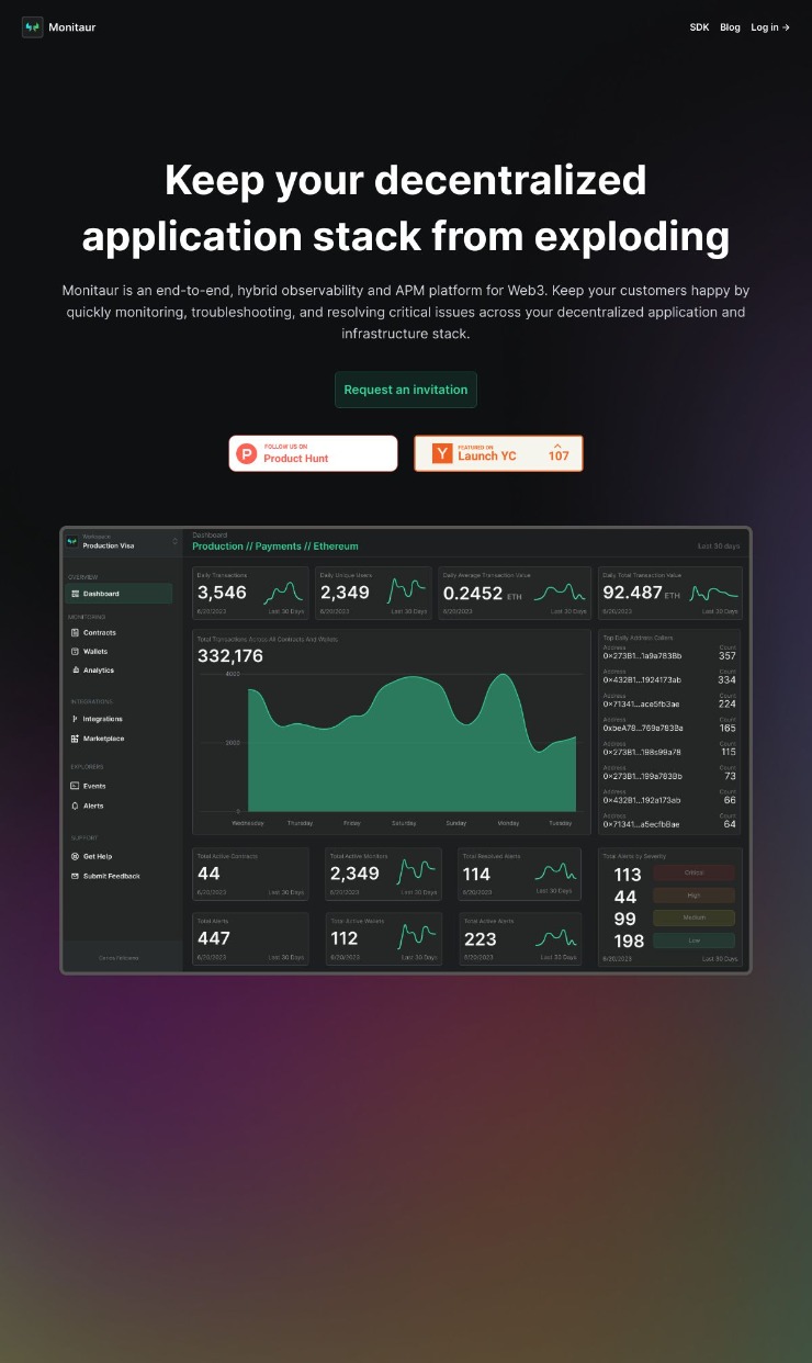 Monitaur — website design on Landdding