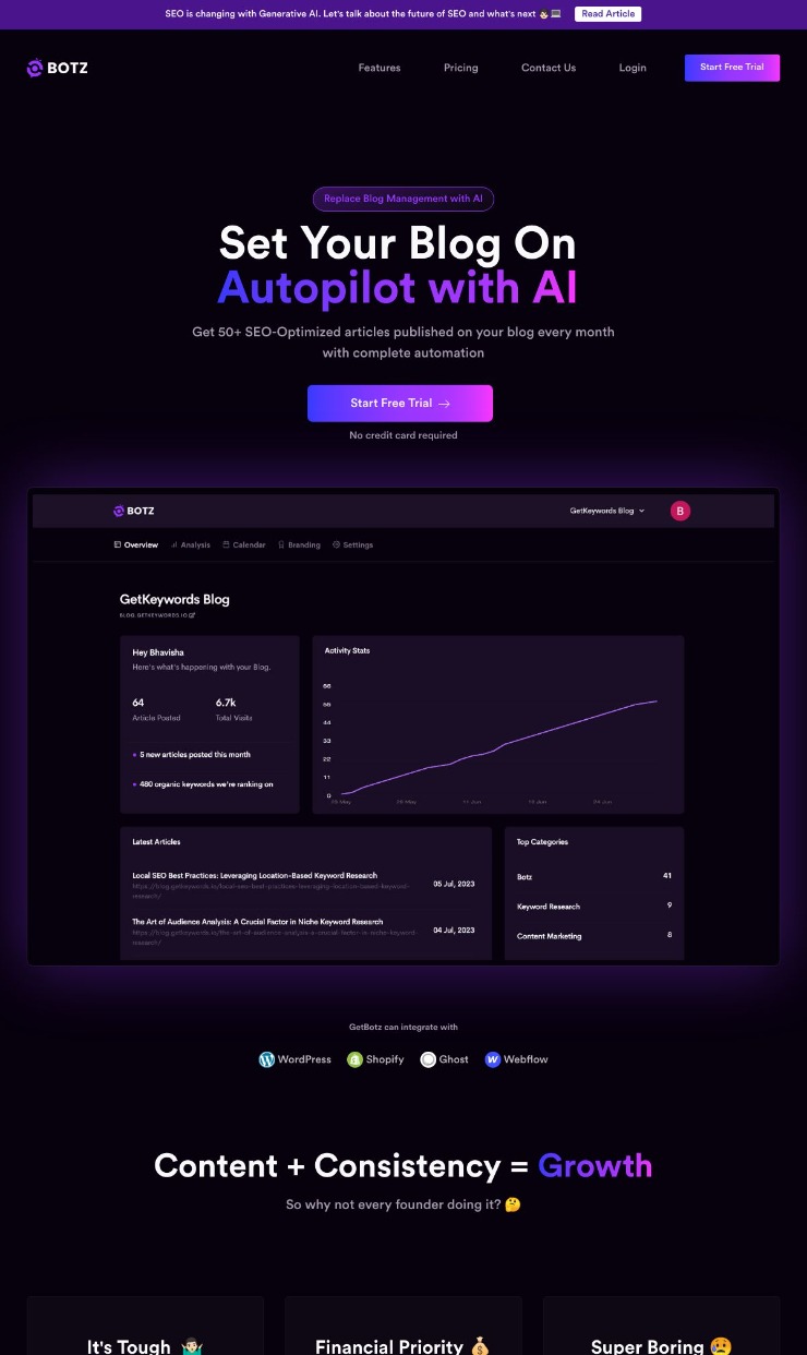 Botz — website design on Landdding
