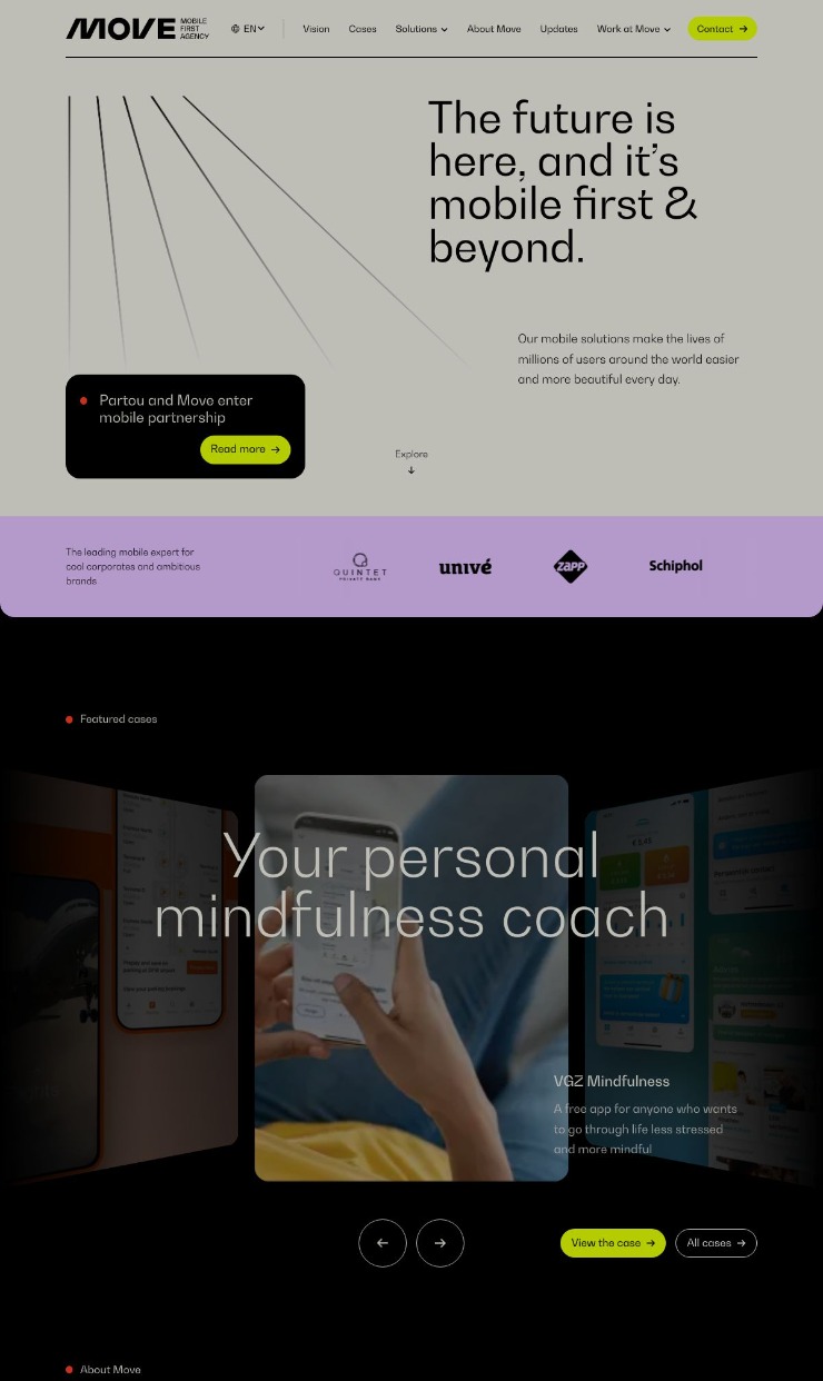 Move — website design on Landdding