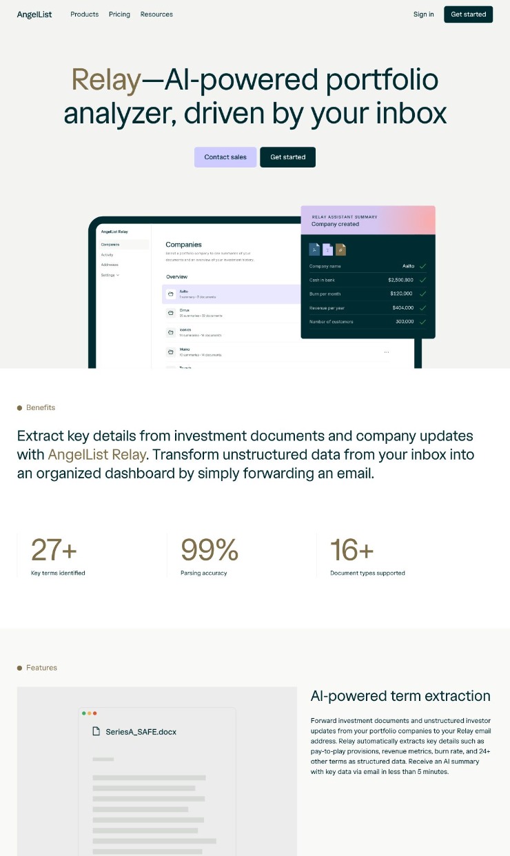 AngelList — website design on Landdding