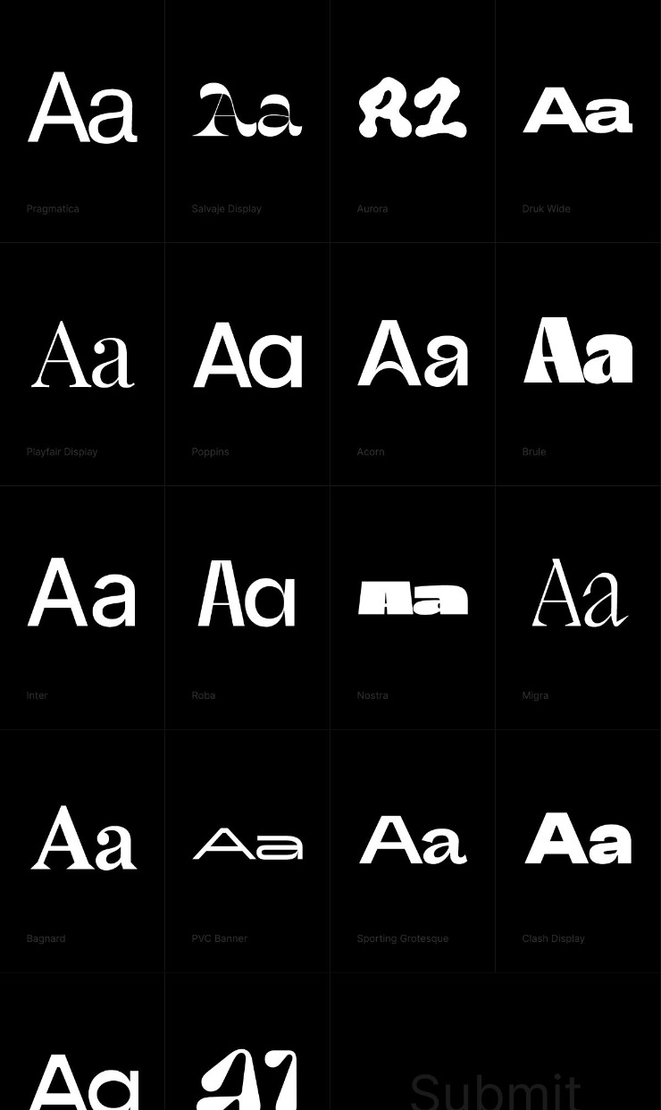 Typefaces — website design on Landdding
