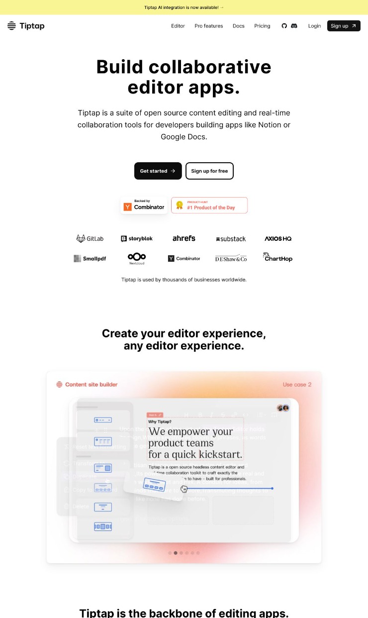 TipTap — website design on Landdding