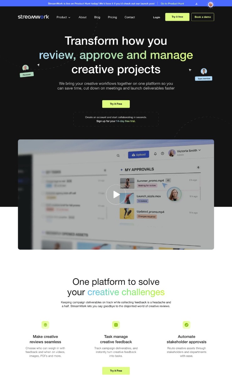Streamwork — website design on Landdding