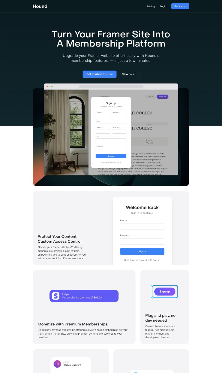 Hound — website design on Landdding