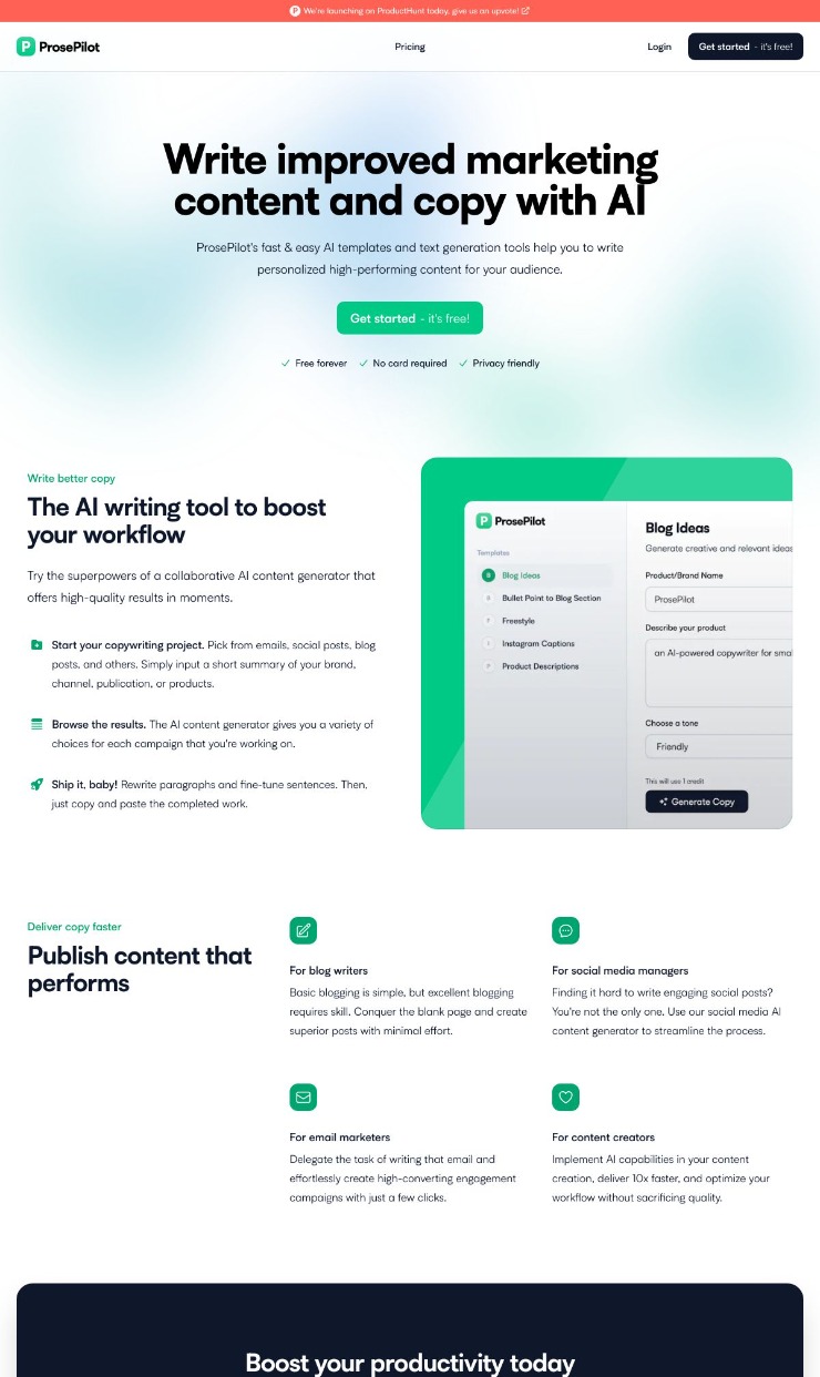 Prosepilot — website design on Landdding